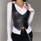 Xingqing y2k PU Leather Vest Vintage Aesthetic Women V Neck Sleeveless Button Tank Tops 2000s Dark Academia Tshirt Waistcoat