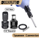 Universal Adaptive Wrench Adapter Socket Ratchet Torque Wrench Adapter 1/2 Inch Square to 1/4 Inch Hex Ratchet Socket Converter