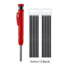 Solid Carpenter Pencil with Refill Leads and Built-in Sharpener for Deep Hole Mechanical Pencil Marker Marking Woodworking Tools