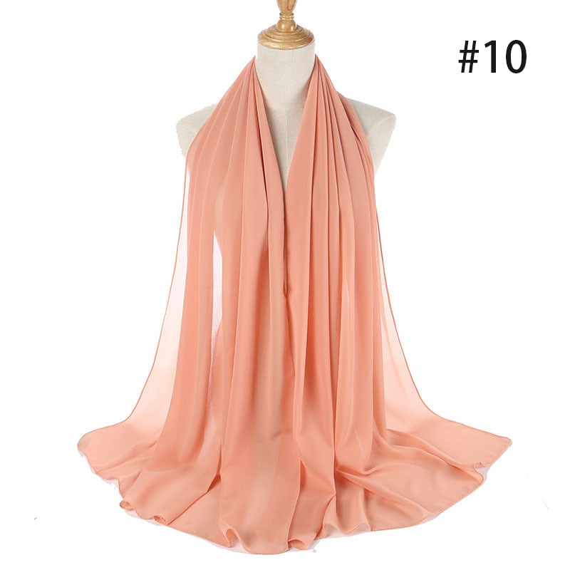 Hijab Scarf 72*175cm Plain Chiffon Scarves For Women Muslim Fasion Islam Clothing Headscarves Shawl For Ladies Headwrap Ramadan