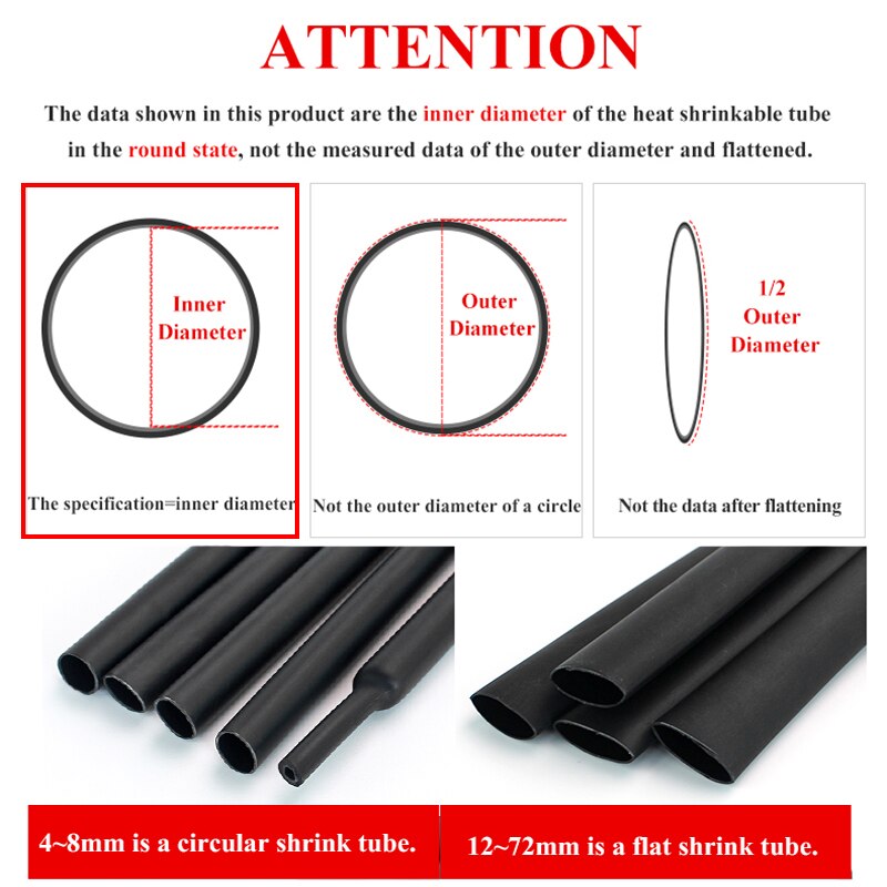 4:1 Heat Shrink Tube with Glue Adhesive Lined Dual Wall Tubing Sleeve Wrap Wire Cable kit 4mm 6mm 8mm 12mm 16mm 20mm 24mm 32mm
