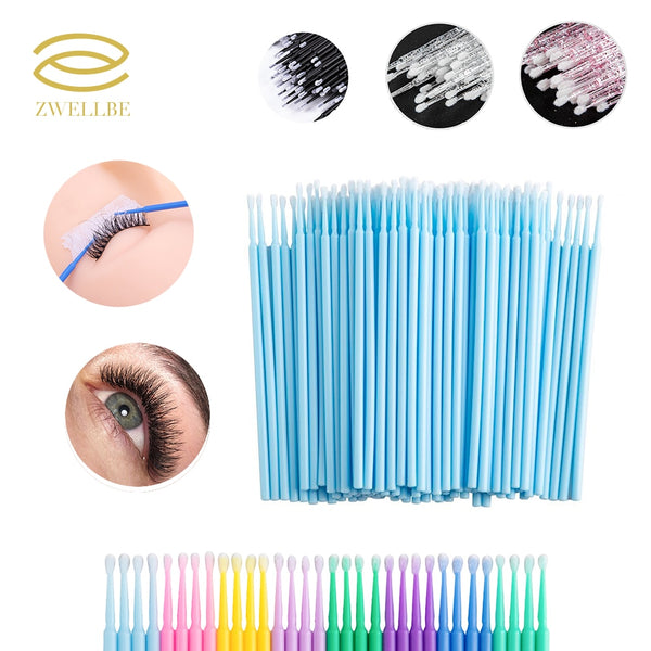 100Pcs/bag Disposable MicroBrush Eyelashes Brush Extension Individual Lash Removing Swab Micro Brush For Eyelash Extension Tools