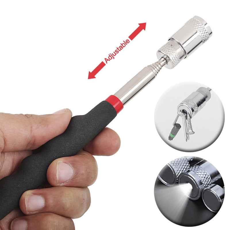 Telescopic Magnetic Pen with Light Mini Portable Magnet Pick Up Tool Extendable Pickup Rod Stick for Picking Up Screws Nut Bolt