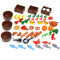 Food Building Blocks City Friend Accessories Bread Chips Roast Chicken Pizza Hot Dog Fish Fruit Carrot Basket Classic DIY Bricks