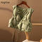 Neploe Cropped Women&#39;s Waistcoat Fashion Drawstring Solid Color Cotton Waistcoats Sleeveless Outerwear Winter Vest Jacket Female