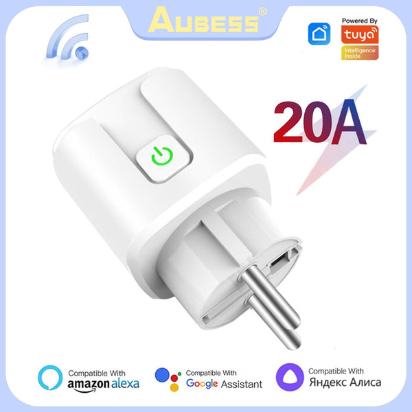 20A EU Smart Plug Tuya Wifi Remote Power Socket With Energy Monitoring Function Voice Control For Alexa Yandex Alice Google Home
