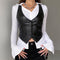 Xingqing y2k PU Leather Vest Vintage Aesthetic Women V Neck Sleeveless Button Tank Tops 2000s Dark Academia Tshirt Waistcoat