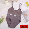 2PCS/Set Women Seamless Bra Panties Set Sexy Stretch Sport Bra Thong Briefs Style Panty Bralette Crop Top Intimates Lingerie Set