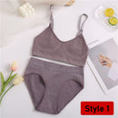 2PCS/Set Women Seamless Bra Panties Set Sexy Stretch Sport Bra Thong Briefs Style Panty Bralette Crop Top Intimates Lingerie Set