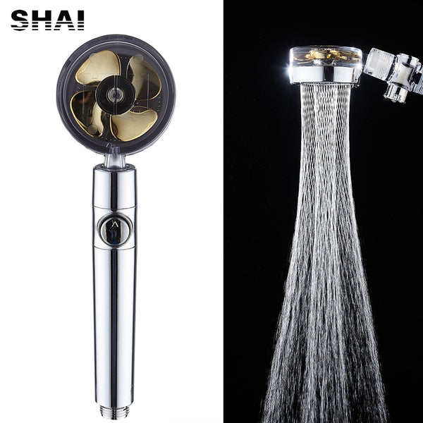 Strong Pressurization Spray Nozzle Water Saving  Rainfall 360 Degrees Rotating With Small Fan Washable Hand-held Shower Head