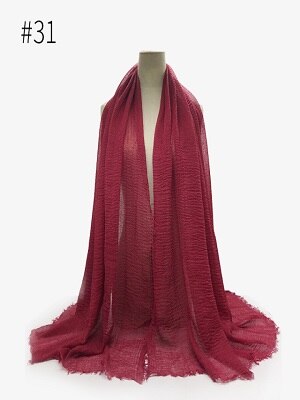 Pleated Plain Hijab Scarf Muslim Women Cotton Crinkle Headband Veil Scarves 2021 Fashion Islamic Headscarf Head Wraps Turban
