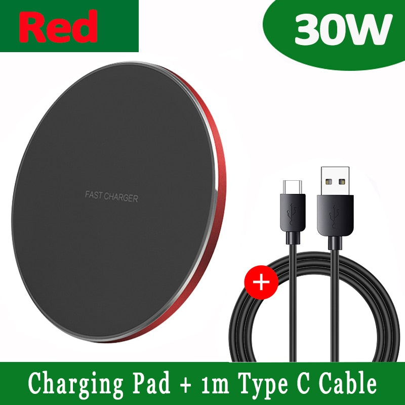 NEW 30W Fast Qi Wireless Charger Pad for iPhone 13 12 11 X Pro Max For Samsung Galaxy S21 S20 S10 S9 S8 Xiaomi Wireless Charging