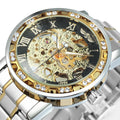 WINNER Transparent Skeleton Watch for Men Mechanical Wristwatches Diamond Watches Mens Luxury Stainless Steel Strap Unisex Clock