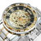 WINNER Transparent Skeleton Watch for Men Mechanical Wristwatches Diamond Watches Mens Luxury Stainless Steel Strap Unisex Clock