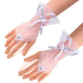Women&#39;s Sexy Guantes Transparentes Dot Print Black White Mesh Tulle Gloves Female Club Prom Party Dancing Dress Glove