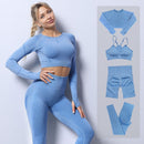 2PCS Seamless Yoga Set Women Tracksuit High Waist Leggings Workout Sportswear Gym Clothing Fitness Crop Top Sports Suits Gym Set