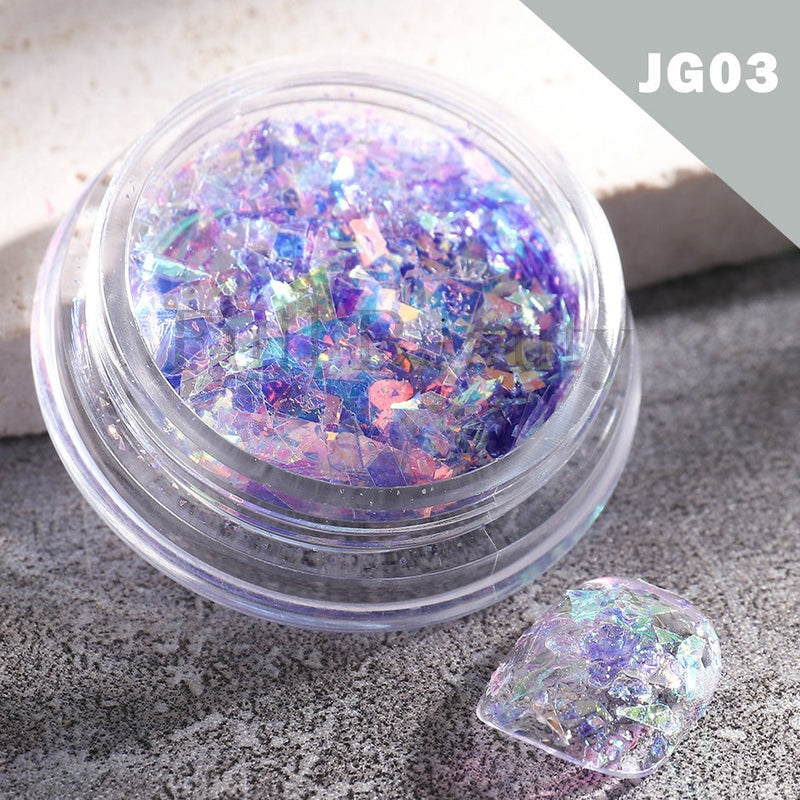 Crystal Fire Opal Flakes Nail Sequins Purple Holographic Glitter DIY Chrome Powder for Spring Nails Manicure Paillettes GL1857