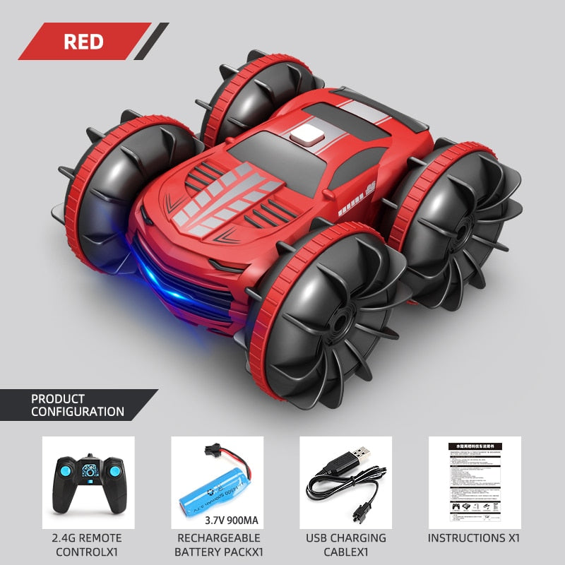 2in1 RC Car 2.4GHz Remote Control Boat Waterproof Radio Controlled Stunt Car 4WD Vehicle All Terrain Beach Pool Toys for Boys