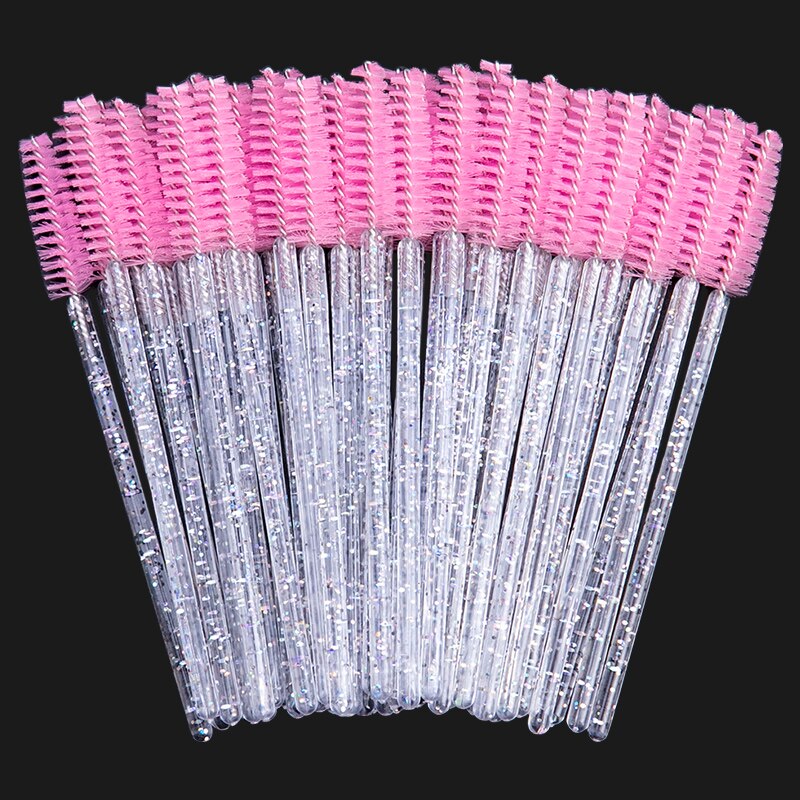 zwellbe Good Quality Disposable 50 Pcs/Pack Crystal Eyelash Makeup Brushes Eyebrow Brush Mascara Wands Eyelash Extension Tool