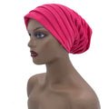 Candy Color Ladies Head Wraps Muslim Hijab Bonnets Fashion Headgear Trending Elastic Full Body Pleated Turban Cap for Women