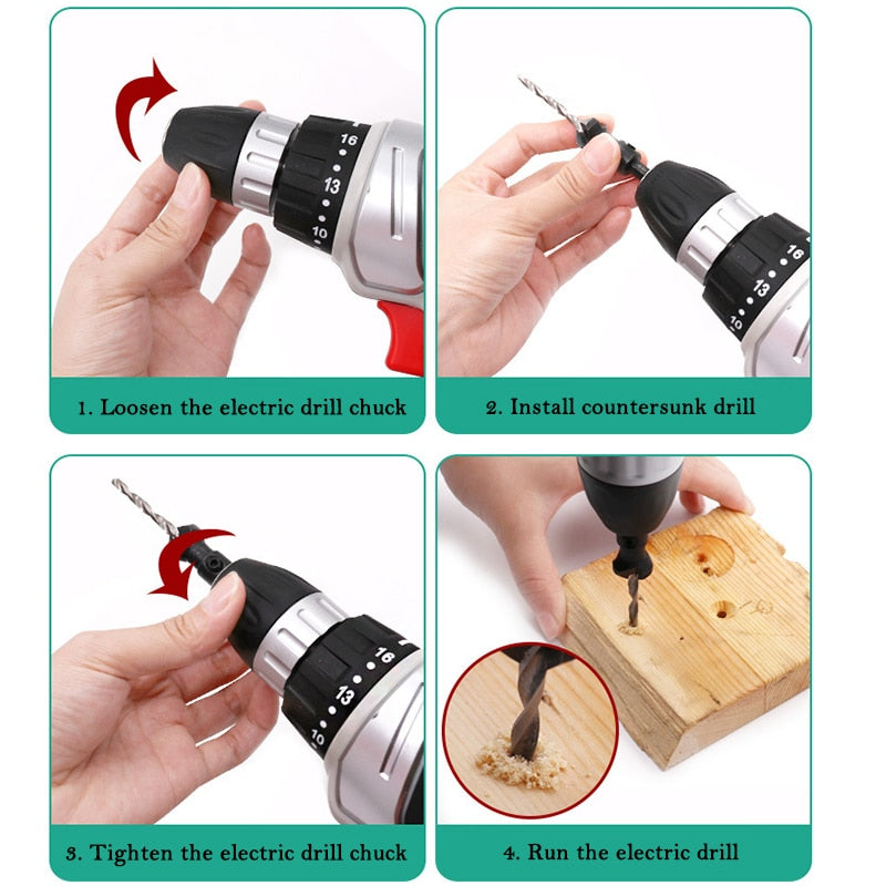 5pcs Countersink Drill Bit Carpentry Drill Set Drilling Pilot Holes For Screw Sizes #5 #6 #8 #10 #12 Drilling Woodworking Tools