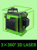Pracmanu Laser Level 12 Lines 3D level Self-Leveling Horizontal and Vertical Cross Super Powerful Green Laser Beams