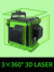 Pracmanu Laser Level 12 Lines 3D level Self-Leveling Horizontal and Vertical Cross Super Powerful Green Laser Beams