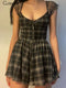 Cutenew Lattice Pattern A-Line Short Sleeve Mini Dress For Womens Clothes 2021 Summer Casual Stretch Comfortable Lady Streetwear