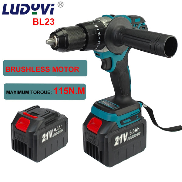 21V 13MM Brushless Electric Drill 115N/M 4000mah Battery Cordless Screwdriver With Impact Function Can Drill Ice Power Tools