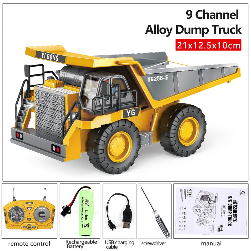 RC Excavator Dumper RC Car Toy 2.4G Remote Control Engineering Vehicle Crawler Truck Bulldozer Children Toys for Boys Kids Gifts
