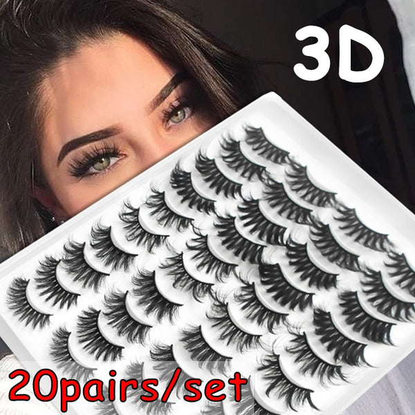 20 Pairs Mink Lashes Natural False Eyelashes Dramatic Volume Fake Lashes Soft Thick Long Eyelashes Wispy Makeup Extension 2022
