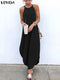 Printed Maxi Dresses VONDA Bohemian Sexy Sleeveless Sundress Women Causal Halter Summer Beach Dress Asymmetric Long Dresses