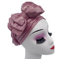 Shinning Multi-layer Bowknot Turban Cap for Woman Fashion African Headtie Nigeria Wedding Turbans Hat Muslim Headwrap Bonnet