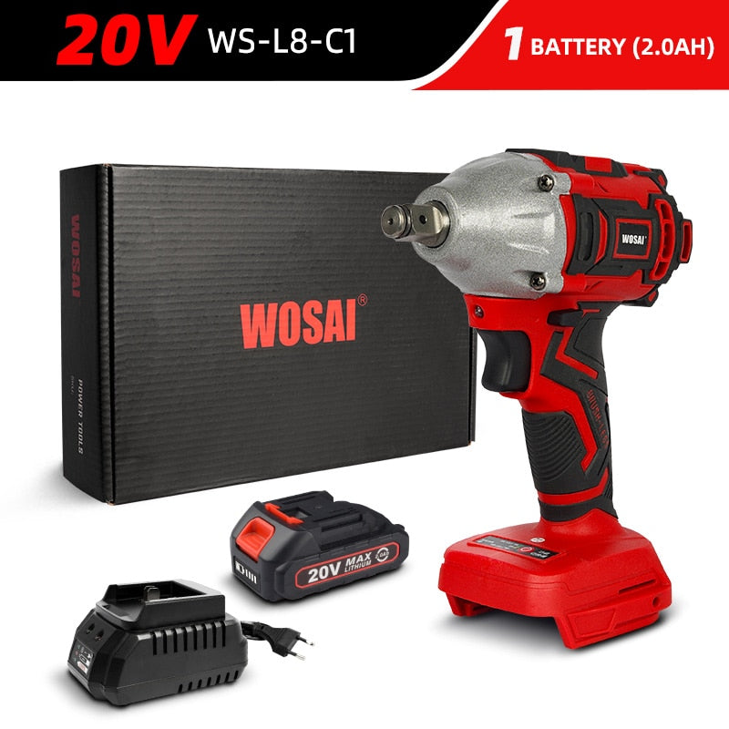 WOSAI 20V Cordless Brushless Electric Wrench Impact Wrench Socket Wrench 320N.m Li-ion Battery Hand Drill Installation