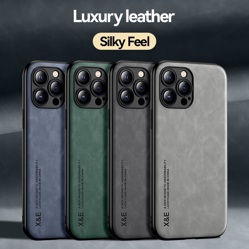 Ultra-thin Silky Feel Magnetic Phone Case For iPhone 13 11 12 14 Pro Max XS XR X 7 8Plus Luxury Texture Leather Protection Case