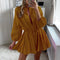 High Fashion Elegant Commuting V-neck Dress Sexy Sweet Solid Color Ruffle Dress Office Ladies Elegant Straight Long Sleeve Dress