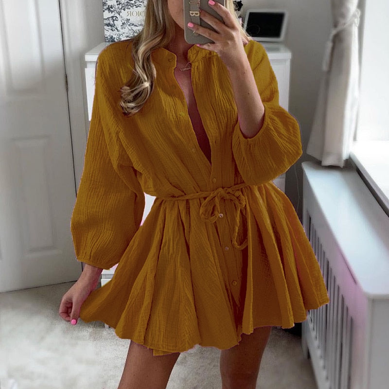 High Fashion Elegant Commuting V-neck Dress Sexy Sweet Solid Color Ruffle Dress Office Ladies Elegant Straight Long Sleeve Dress