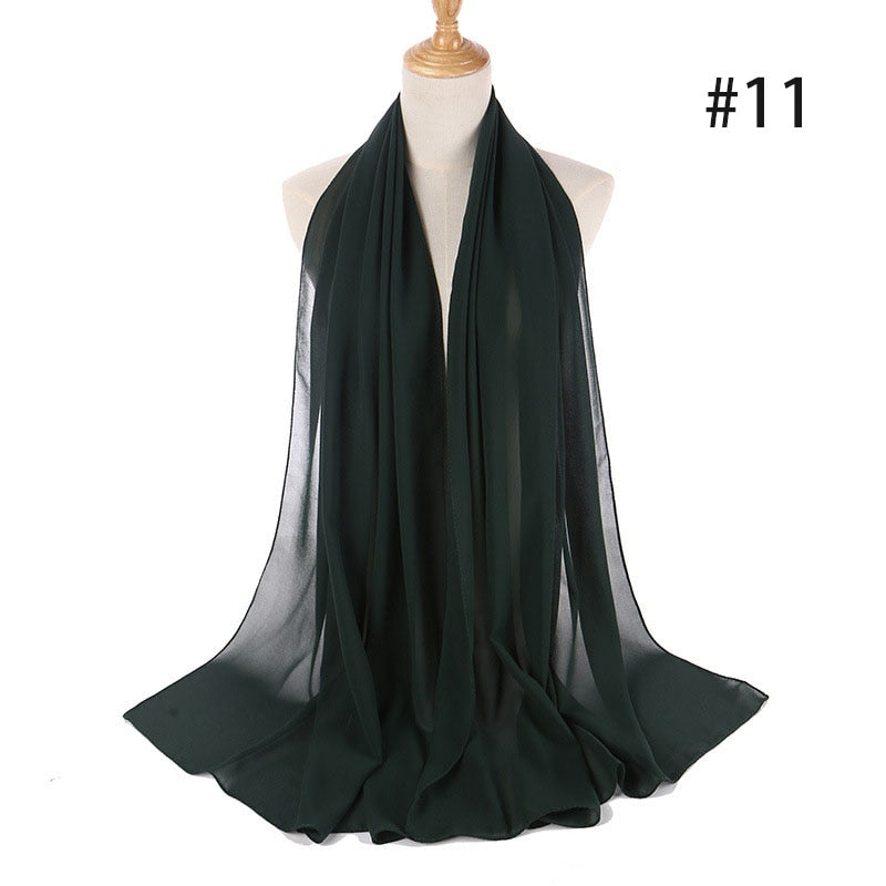 Hijab Scarf 72*175cm Plain Chiffon Scarves For Women Muslim Fasion Islam Clothing Headscarves Shawl For Ladies Headwrap Ramadan