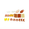 Food Building Blocks City Friend Accessories Bread Chips Roast Chicken Pizza Hot Dog Fish Fruit Carrot Basket Classic DIY Bricks