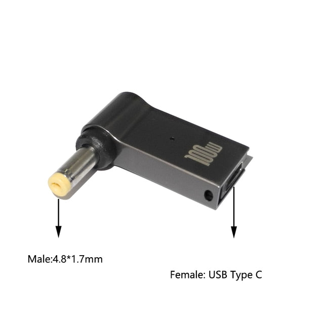 100W USB Type C to Dc Power Jack Connector USB C to Universal Laptop Power Adapter Plug Converter for Asus Dell Lenovo Notebook