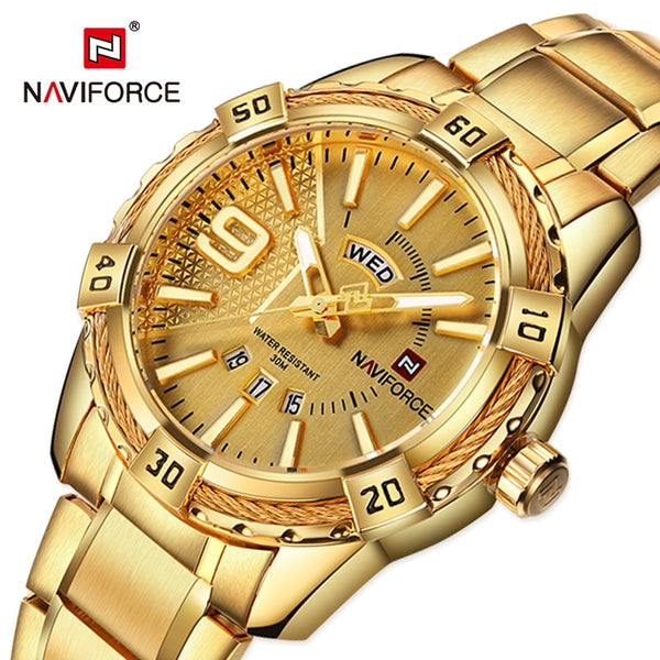 NAVIFORCE Luxury Brand Men&#39;s Wrist Watch Original Quartz Classic Watches For Men Date Waterproof Business Steel Band Clock Man
