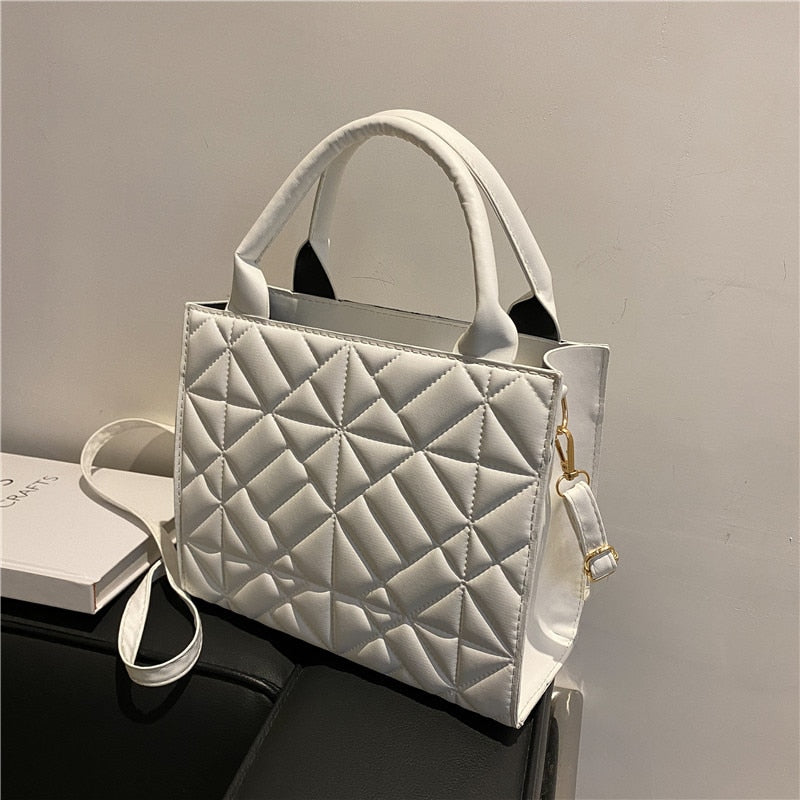 2022 New Spring Women Shoulder Bag Trendy Plaid Pu Leather Crossbody Bags Fashion Ladies Handbags Brand Designer Top Handle Bag