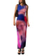 Sleeveless Backless Maxi Dress Women 2022 Summer Bodycon Elegant Sexy Tie Dye Outfits Ladies Birthday Party Club Sundress