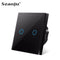 EU Touch Switch Sensor Switches No Neutral Wire Required LED Crystal Glass Panel Wall Lamp Light Switch 1/2/3 Gang AC100-240V