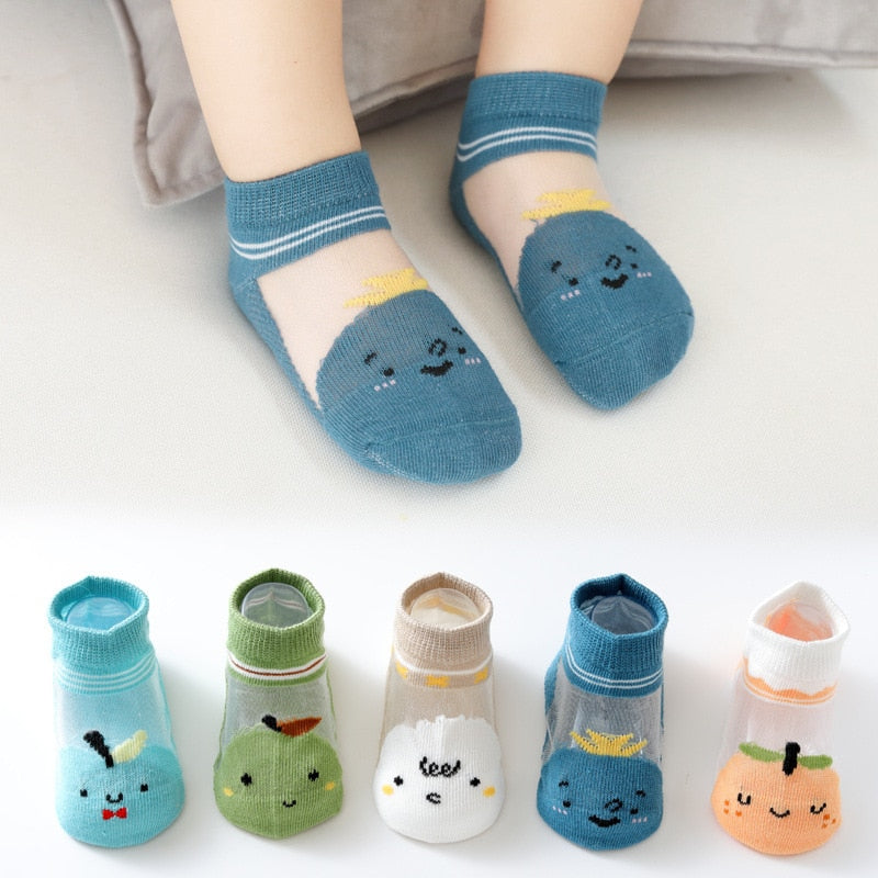 Cotton Baby Short Socks 5 Pairs Toddler Boys Girls Summer Mesh Thin Sock Kids Children Colorful Socks 5 pairs WMF043