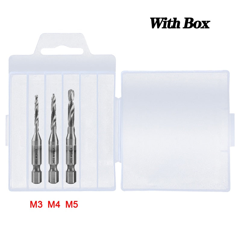 New Titanium Plated Hex Shank HSS Screw Thread Metric Tap Drill Bits Screw Machine Compound M3 M4 M5 M6 M8 M10 Hand Tools