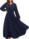 Women Elegant Floral Printed Long Dresses Spring Summer Casual O Neck Long Sleeve Ladies Chic High Waist A Line Beach Dresses