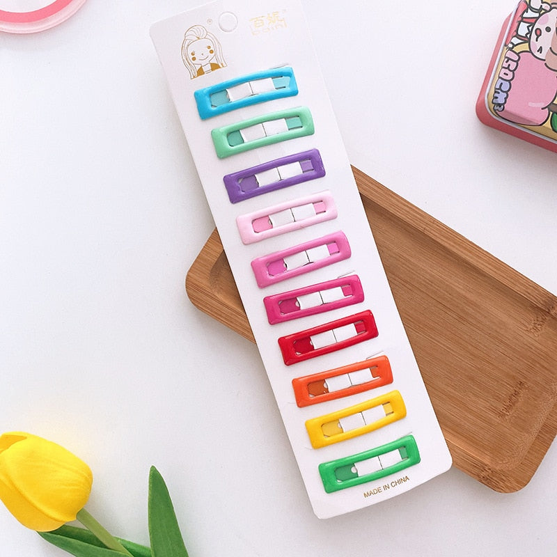10pcs Snap Hair Clips for Girls Clip Pins BB Hairpins Color Metal Barrettes for Baby Children Women Girls Styling Accessories
