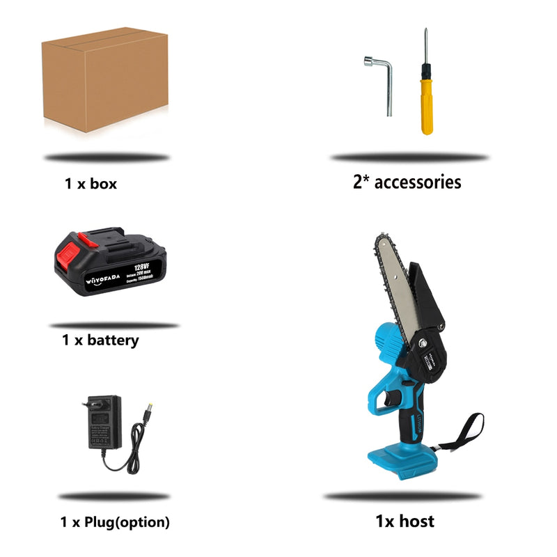 4 Inch/6 Inch Mini Electric Saw Chainsaw Fruit Tree Woodworking Garden Tools Hand Held Wood Cutters  For Makiita 18V Battery