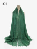 Pleated Plain Hijab Scarf Muslim Women Cotton Crinkle Headband Veil Scarves 2021 Fashion Islamic Headscarf Head Wraps Turban